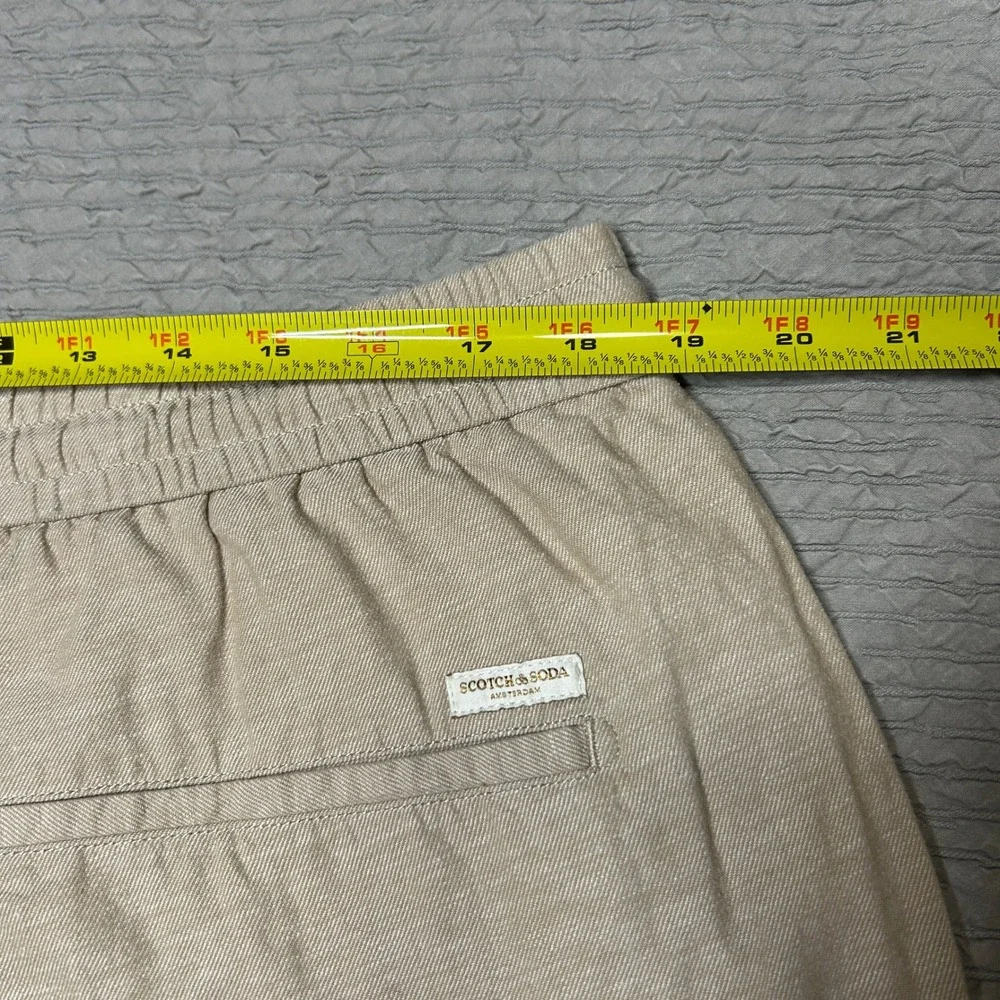Scotch & Soda Fave Linen Blend Shorts Beige Sand Drawstring Mens Fave 36x10